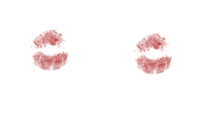 Passionate kiss mark on dual backgrounds for bold design, perfect for love, romance, or beauty themed projects with a touch of edgy glamour