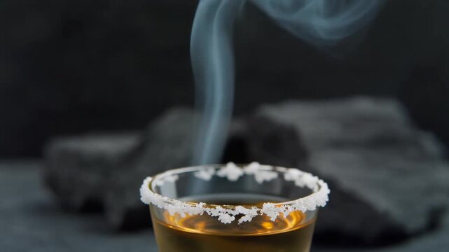 Smoked Mezcal Shot with Salt Rim,  Elevated Cocktail Experience