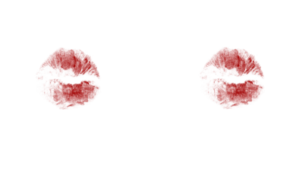 Bold kiss mark graphic on contrasting backgrounds radiates passion and modern love, perfect for valentines designs or edgy brand visuals, conveying raw emotion