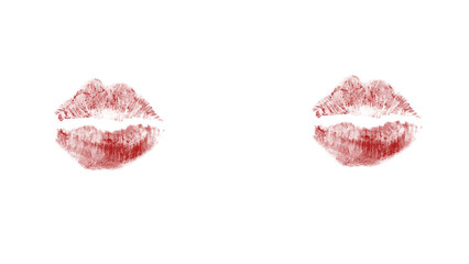 Passionate kiss print for Valentine's Day designs and romantic projects, featuring red lipstick marks conveying love, affection, and beauty for captivating visuals