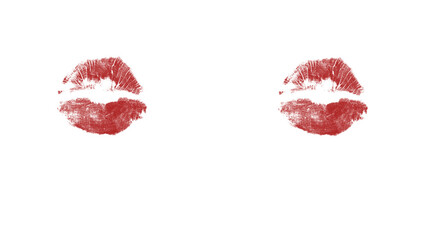 Passionate kiss mark art in deep red against black and white, perfect for romance, beauty, or Valentine's Day themed designs, adding a touch of love