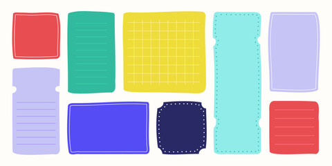 A bright collection of simple colorful backgrounds with clean empty vector frames for text, design elements for notes, messages, labels, and creative projects.