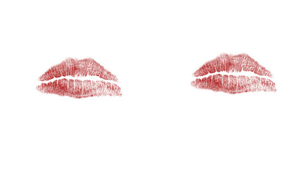 Sensual red lipstick kiss mark for Valentine's Day celebrations, perfect for romantic cards, invitations, or designs needing a touch of love and passion