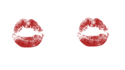 Bold red lipstick kiss print expressing love and passion on contrasting backgrounds, perfect for Valentine's Day cards, invitations, or romantic designs
