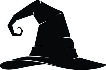Black Witch Hat Silhouette Vector Icon for Halloween and Magic Themes