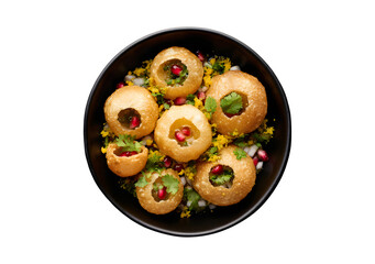 Pani Puri with Pomegranate Seeds isolated on transparent background