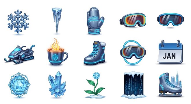 Winter Icon Set | Cold Weather, Sports, and Seasonal Elements