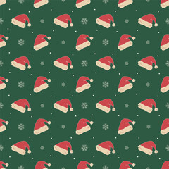 Classic Santa Hat on Forest Green Background