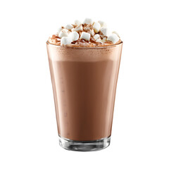 Hot chocolate with marshmallows isolated on transparent background