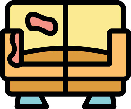 Unkempt sofa with food crumbs and stains representing poor hygiene and the need for cleaning services - Powered by Adobe