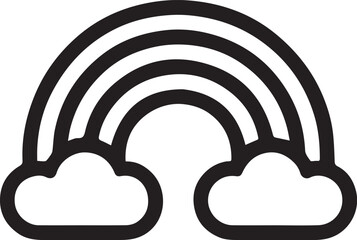 A simple and captivating illustration of a rainbow with fluffy clouds, exuding cheerfulness and positivity. 