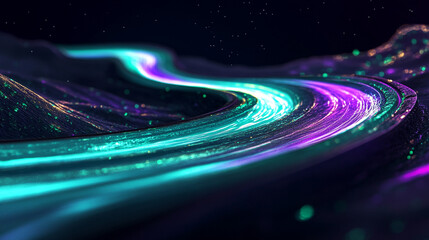 Obraz premium Aurora Borealis Light Show at Night. Vivid light display over night sky, ideal for travel, nature, and astronomy content.