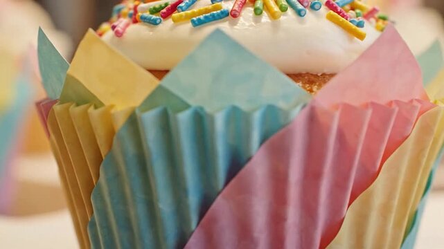 Pastel liners wrap around the sweet cup cake wrapper