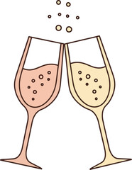 two glasses of champagne vector