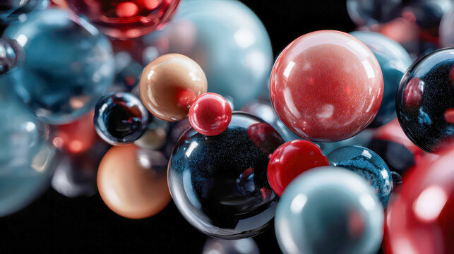 Glossy reflective spheres floating in a vibrant abstract composition
