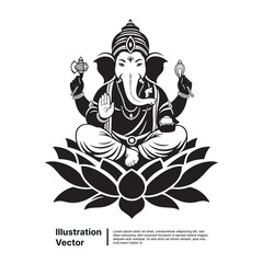 Illustrative depiction of Lord Ganesha, the Hindu deity of wisdom and success, seated on a lotus flower