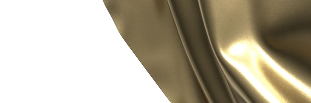 Flying gold cloth isolated on white background 3D render