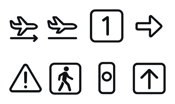 Black metal transportation and navigation icons set on dark background