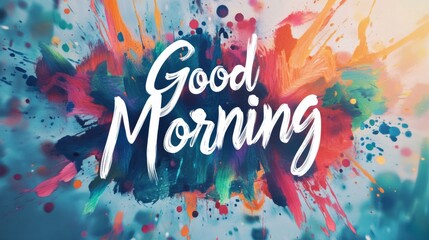 Good morning colorful lettering over an artistic painted background
