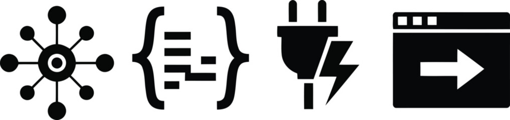 Network connection code power and web browser icons