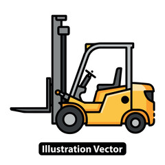 Yellow forklift truck vector illustration for warehouse logistics and industrial freight transportation