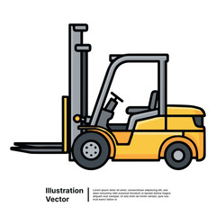 Industrial forklift vehicle icon isolated on white for cargo and delivery concepts