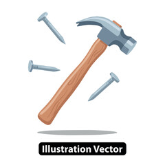 Hammer and Nails Vector Illustration - A Carpenter's Essential Tools for Construction and Repair