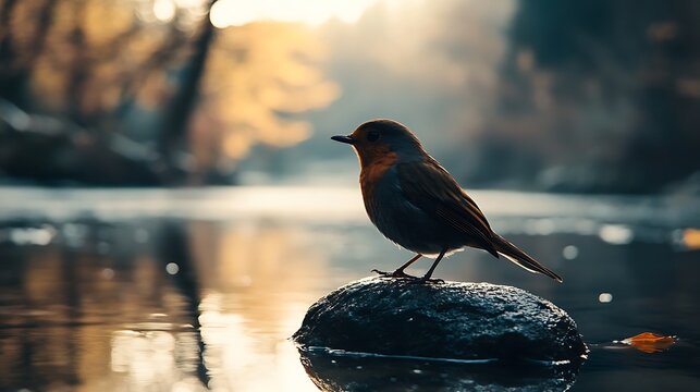 A nature landscape view of a seagull on a pier near the ocean coast with summer sky and clouds - Powered by Adobe