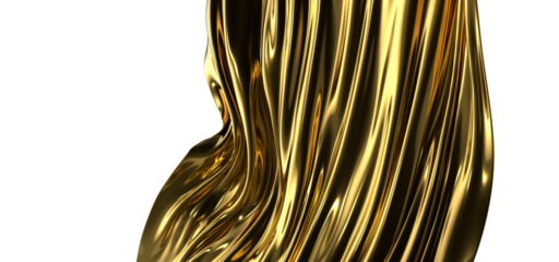 Abstract background of gold wavy silk or satin. 3d