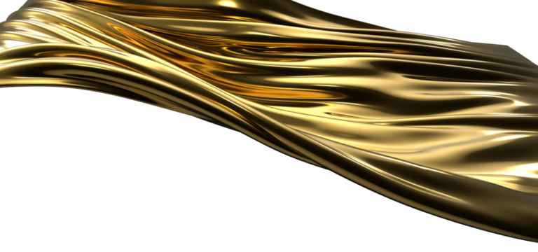 Abstract background of gold wavy silk or satin. 3d