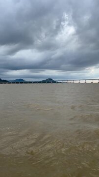 The ferry crosses the Batang Lupar river, connecting Sebuyau and Triso as part of the coastal road route often used as a shortcut between Kuching and areas like Sarikei or Sibu.