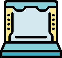 Empty stage illuminated by spotlights, ready for a theatrical performance, with closed curtain and side lights