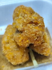 Udang keju or cheese prawns. Food menu at the Mie Gacoan restaurant, which has a crispy texture and a strong taste.	