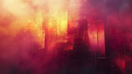 Fototapeta premium Abstract digital art with warm glowing colors and layered geometric shapes creating mysterious and vibrant atmosphere with futuristic feel