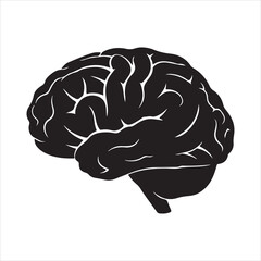 Human Brain Line Art Silhouette Vector Illustration, Minimal Creative Design