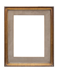 Old frame with paspartu on white background, including clipping path
