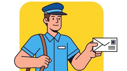 Animated Mailman Delivering Letters Cartoon Character Loop for Postal Service and Communication