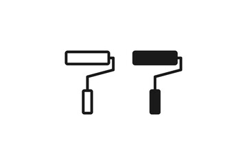 paint roller brush icon line and flat design