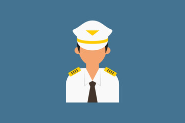 male pilot icon flat design