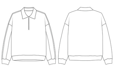 Men's Polo Shirt Long Sleeve Quarter Half  Zip Polo Collar Sweater vector Template