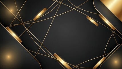 Gold Geometric Frame on Black Background