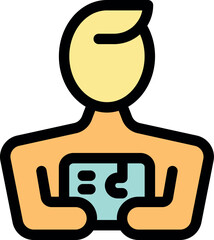 Person holding a parcel, representing delivery service, logistics, and shipping