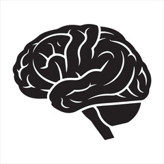 Human Brain Line Art Silhouette Vector Illustration, Minimal Creative Design