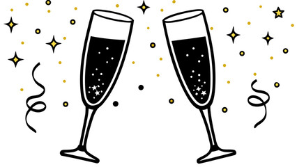 Two champagne glasses toasting for celebration