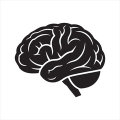 Human Brain Line Art Silhouette Vector Illustration, Minimal Creative Design