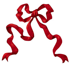 Large Red Ribbon Bow &mdash; Holiday Decorative Watercolor PNG