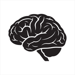 Human Brain Line Art Silhouette Vector Illustration, Minimal Creative Design