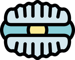 Simple icon of a scallop seashell revealing a pearl and its mantle