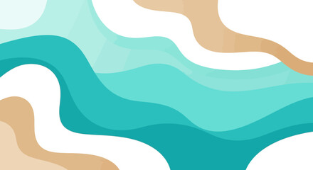 Abstract Wavy Layers of Turquoise and Sand Colors.