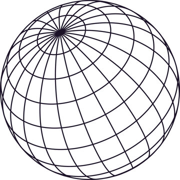 Wireframe globe sphere showing latitude and longitude grid